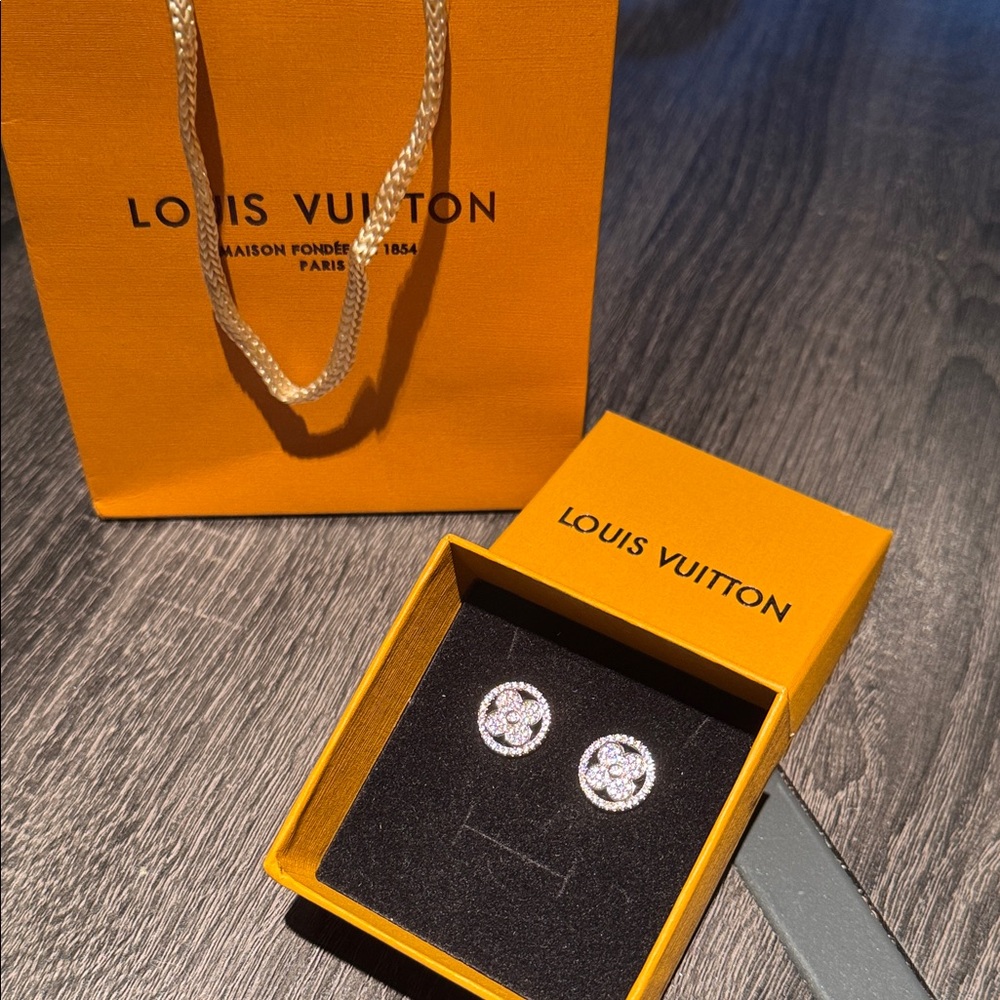 Louis Vuitton Sparkling Silver Earring Idylle Blossom LV stud